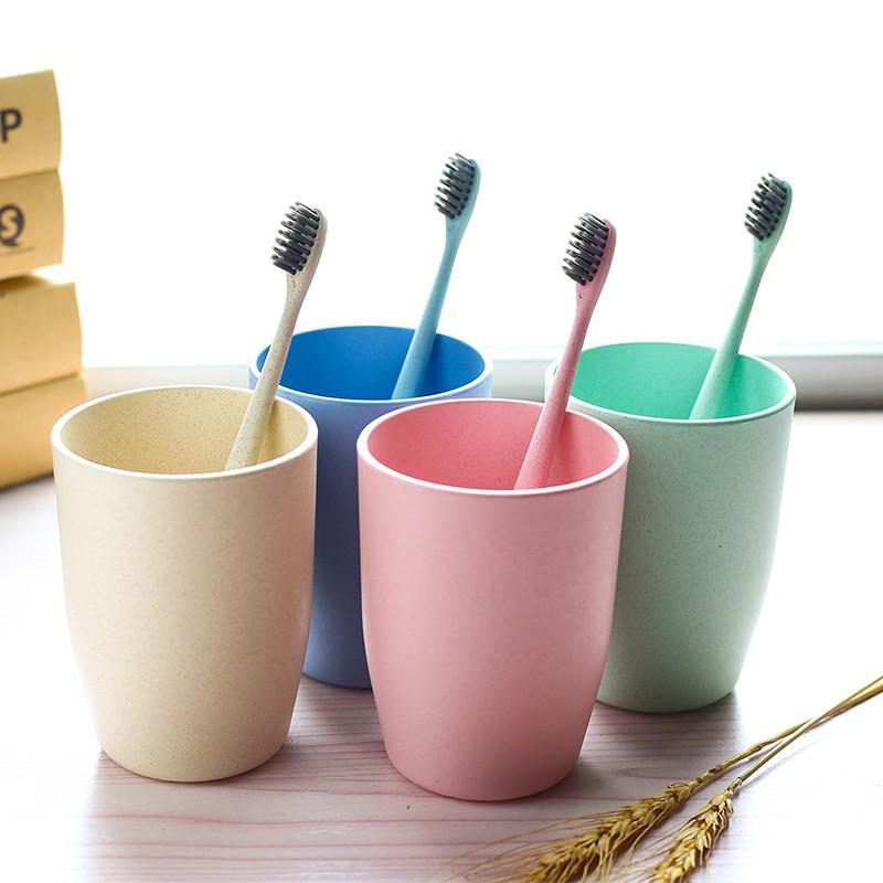 简约时尚漱口杯套装 塑料刷牙杯情侣创意牙刷杯漱洗漱水杯子 三维工匠 四色(4个装)洗漱杯