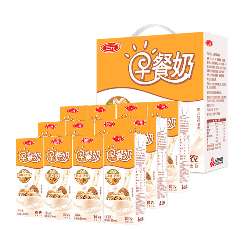 三元早餐奶(核桃+麦片)250ml*12盒