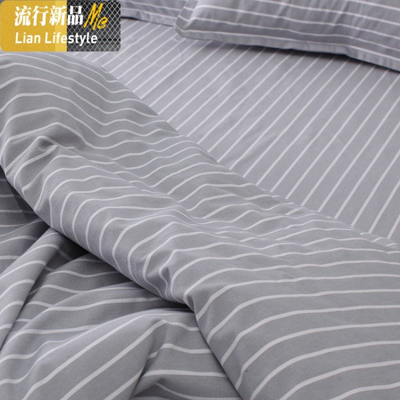 老粗布床单单件棉加厚双人厚款棉麻亚麻棉 三维工匠 小条-灰色 床单