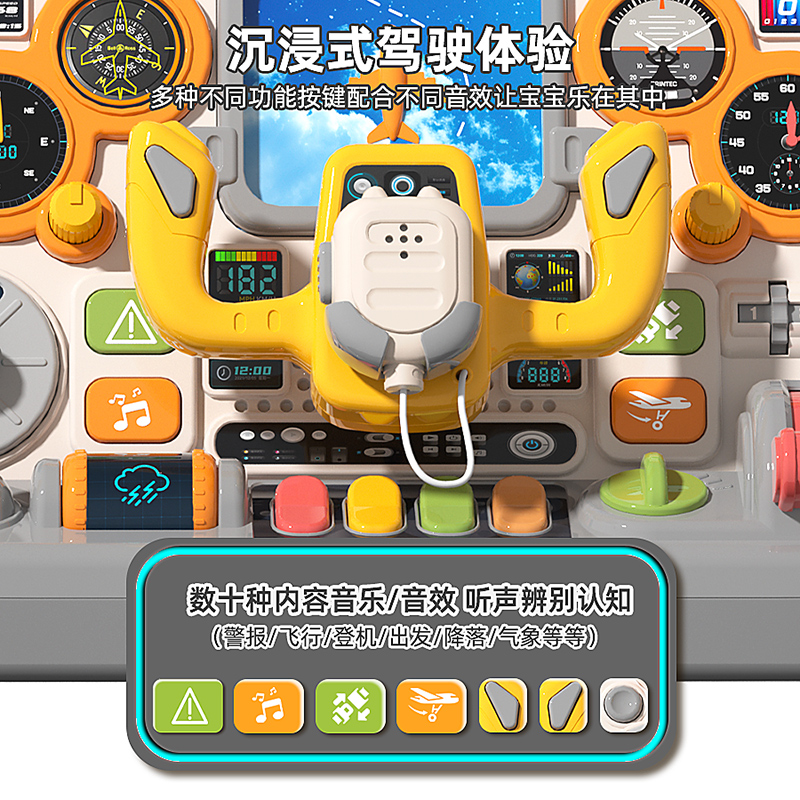 儿童方向盘玩具宝宝早教模拟驾驶舱开飞机汽车男孩新年礼物3750高清大图