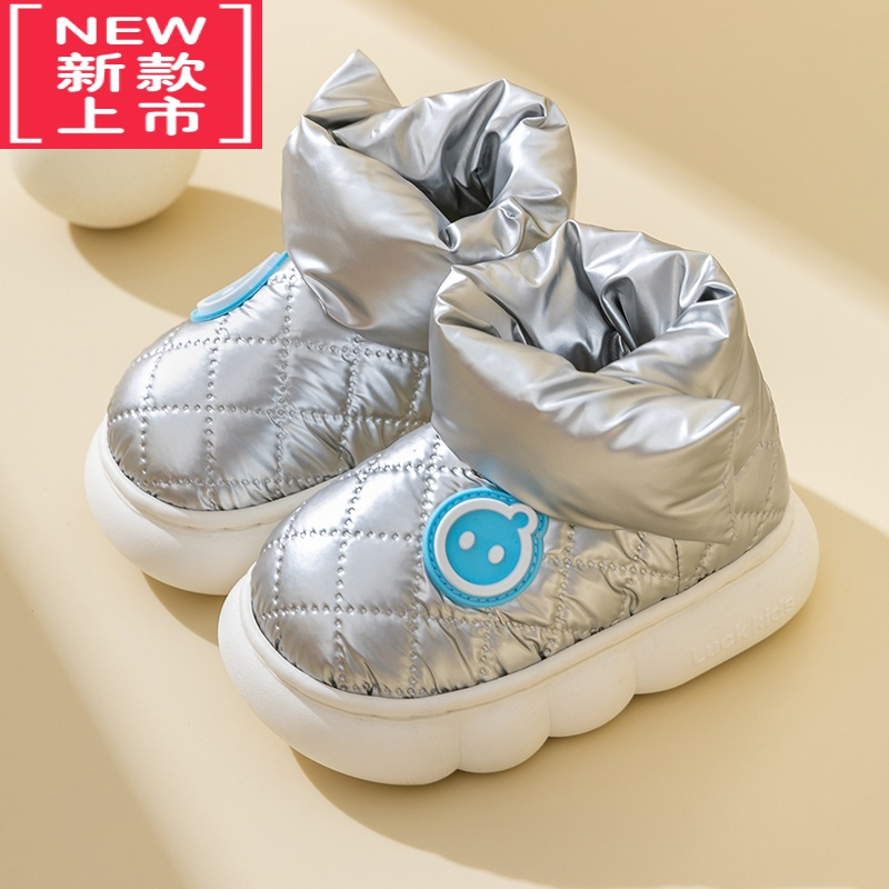 可莉允冬季儿童雪地靴男童加绒加厚中筒棉靴女宝宝棉鞋短靴保暖小孩防水
