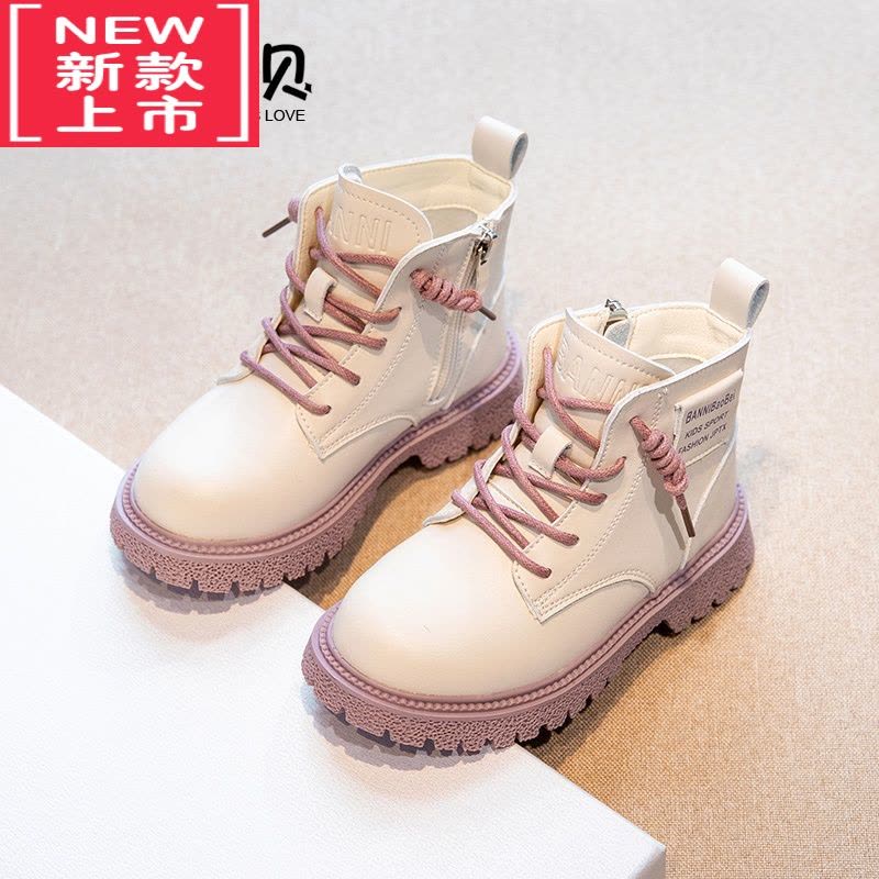 可莉允女童鞋马丁靴2022秋冬季新款儿童靴子春秋款女孩鞋子二棉加绒短靴图片