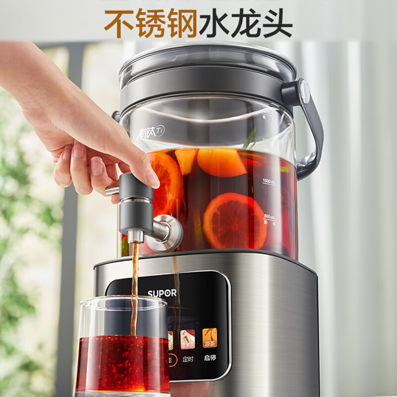 苏泊尔(SUPOR)养生壶养生桶花茶桶水龙头烧水壶煮茶器煮茶壶玻璃花茶壶电热水壶有钛养生壶2.9L SW-29YQ30高清大图