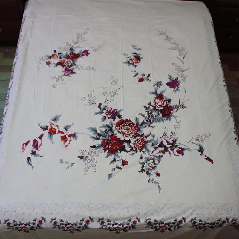 家柏饰(CORATED)全棉斜纹国民床单加厚 上海传统老式被单 单双人全棉单件印花 金典牡丹玉黄色 195x220cm（1.2床）