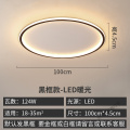 苏宁放心购简约风黑色卧室灯吸顶灯铁艺餐厅书房温馨圆形led客厅灯具北欧灯 默认尺寸 【黑框】-100CM-暖光-124瓦