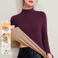 2025秋冬中领羊毛蚕丝保暖内衣女加厚加绒打底衫暖绒发热秋衣上衣 XXXXXXL 暗紫