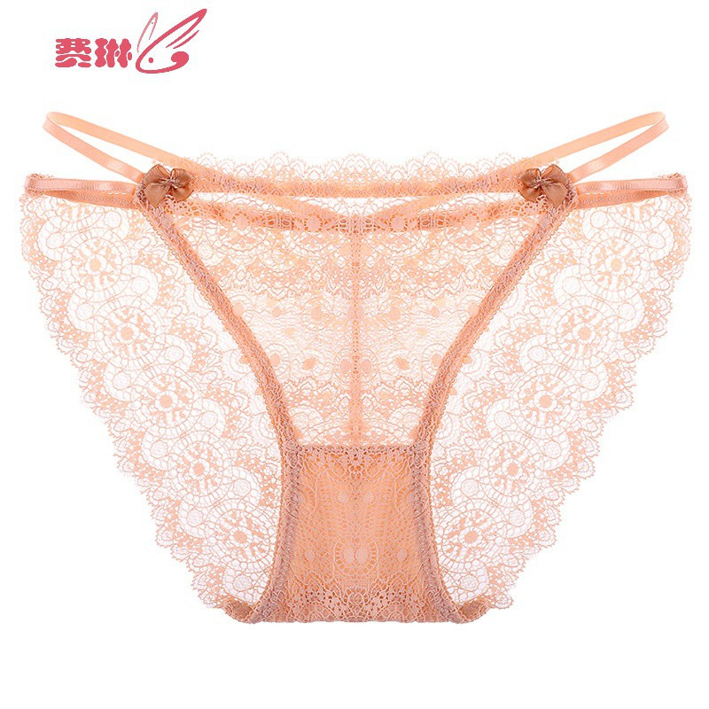 细带少女裤衩性感蕾丝女内裤镂空透明低腰棉质底裆女士三角裤费琳