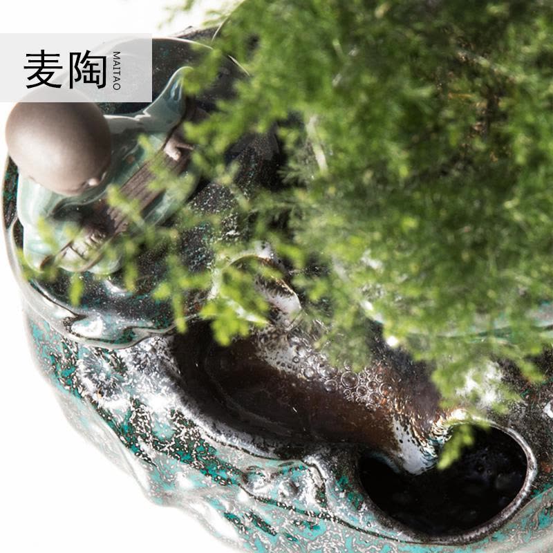 美帮汇中式禅意陶瓷绿植轮客厅办公室家居工艺摆件开业礼品图片