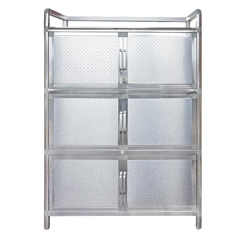 简易拉丝不锈钢碗柜橱柜灶台闪电客茶水柜铝合金厨房阳台储物柜餐边柜