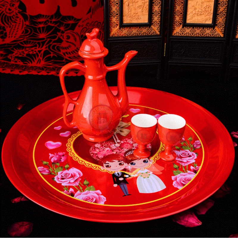 结婚陶瓷小酒杯 酒壶酒具套装 红色双喜敬酒对杯婚庆交杯小号酒盅(请先与客服确认再)