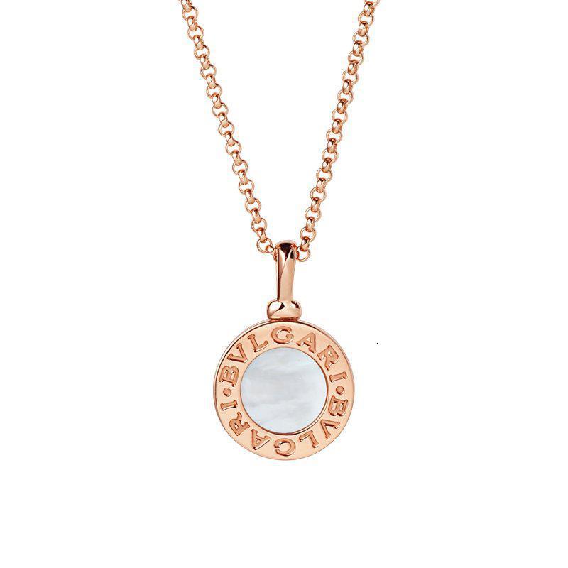 bvlgari宝格丽bvlgari系列经典款圆形18k金玫瑰金镶白贝母项链350553