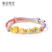 新金珠宝 黄金珐琅龙抬头手链 足金生肖龙年转运珠彩绳宝宝款手饰1042