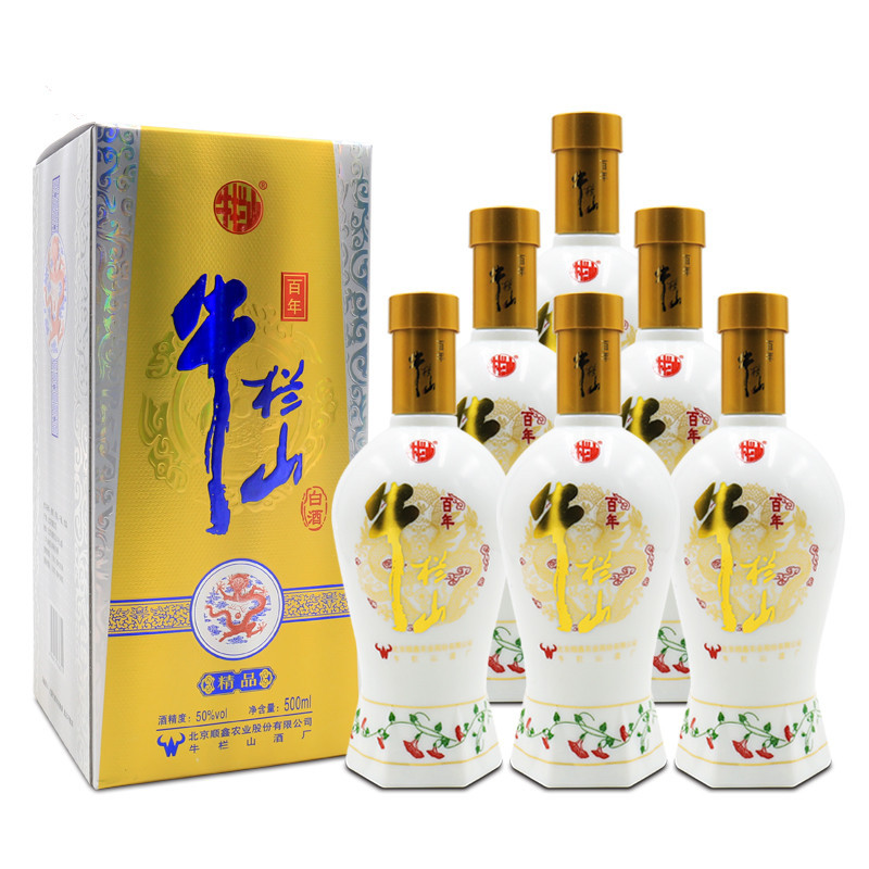 百年牛栏山精品龙牛50度浓香型白酒500ml6瓶整箱装