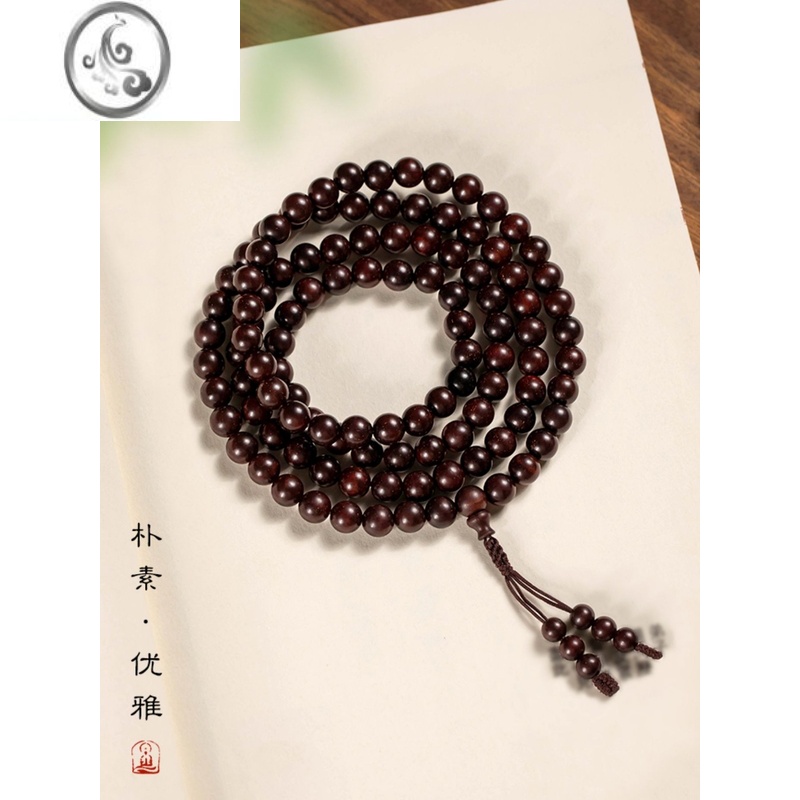 JiMi千年老料印度小叶紫檀手串108颗佛珠2.0念珠项链男女檀香红木手链高清大图