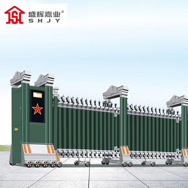 盛辉嘉业智能电动伸缩门电动大门自动推拉平移门铝合金分段门企业折叠门高清大图