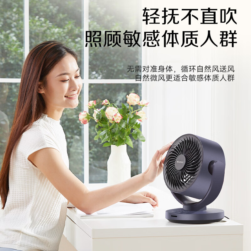 格力空气循环扇家用电风扇台式桌面小风扇卧室办公宿舍摇头节能大风量排气扇整屋循环送风遥控定时款(FXT-1506Bg3)
