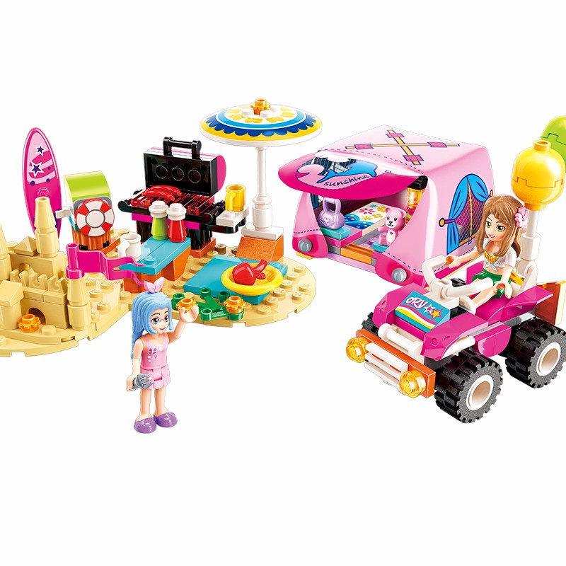 拼装积木兼容乐高6-8-10岁拼插儿童公主玩具女孩活力沙滩系列沙滩露营