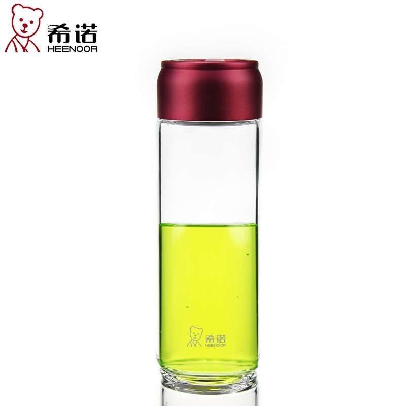 希诺XN-6032加厚 单层玻璃杯 透明水杯带盖防漏加厚杯子便携透明水杯455ml/个