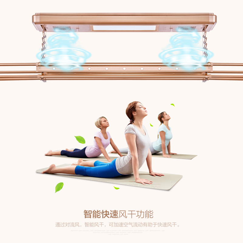【旗舰店|免安装费】金贵夫人电动升降晾衣架铝合金遥控智能烘干风干杀菌消毒晾衣机双杆式阳台电动伸缩晾衣架 终身质保