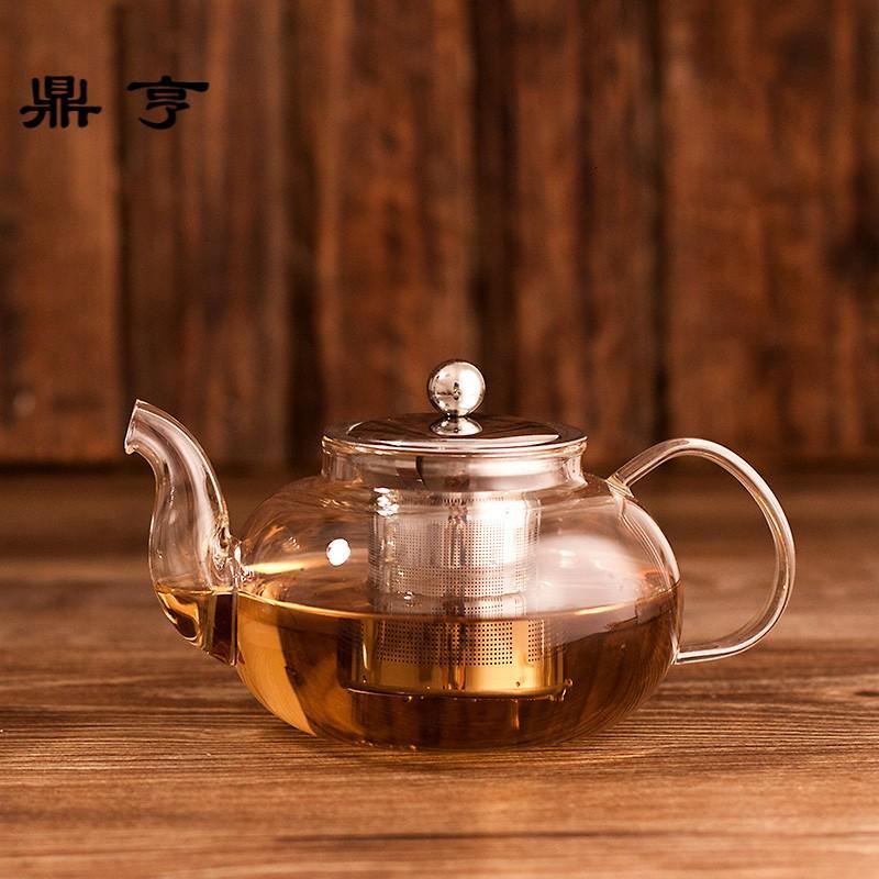 鼎亨自然格│高硼硅耐热玻璃茶壶大容量不锈钢过滤茶壶 防爆 可