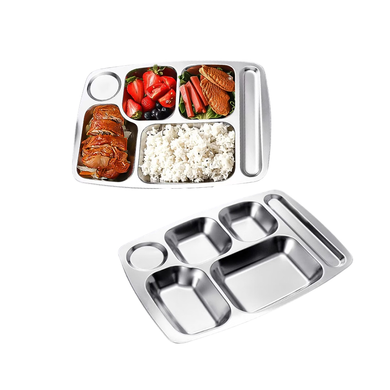 烹巅Poondear不锈钢餐盘 六格 201材质高清大图