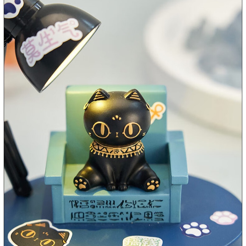 大英博物馆埃及装饰摆件萌猫宝座迷你台灯手机支架送男女生日新婚情人节礼物 巴斯特萌猫埃及宝座台灯手机支架高清大图