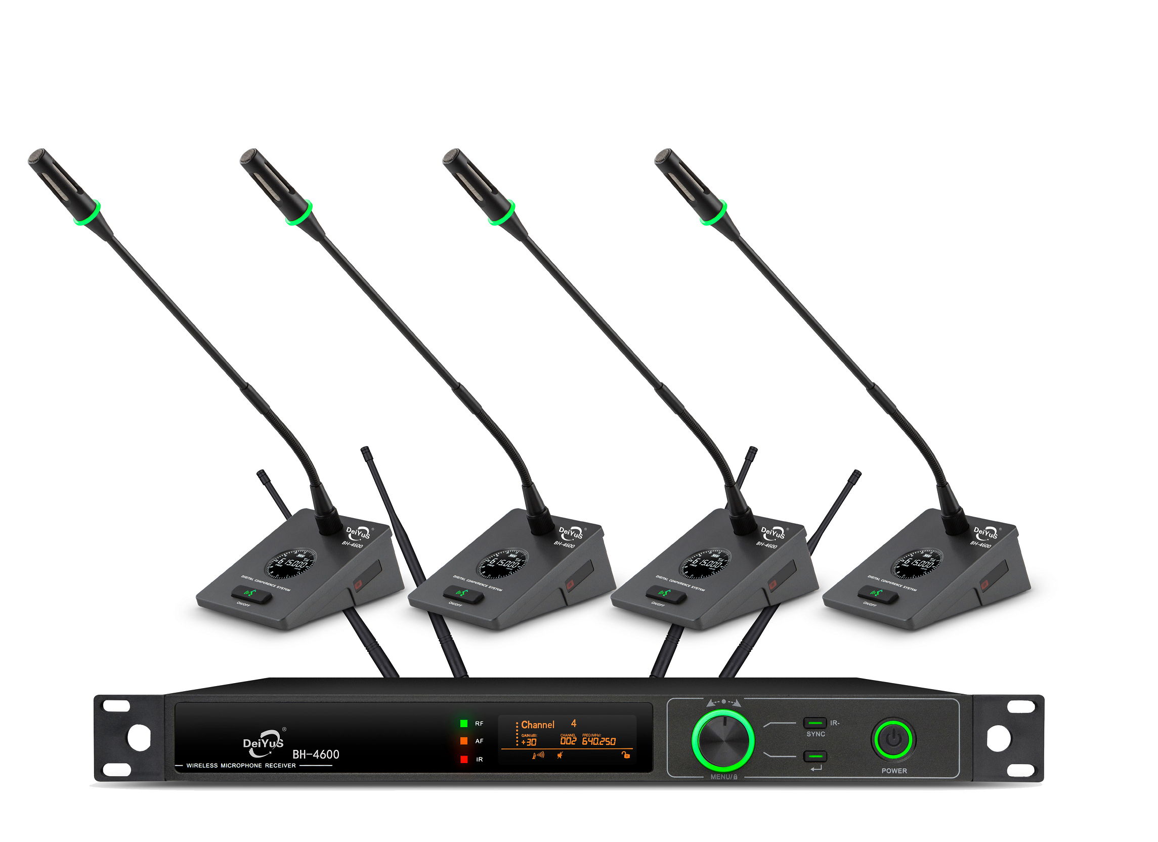 DEIYUS会议话筒真分集一拖四无线长杆麦克风BH-4600