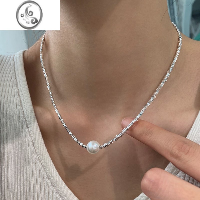 JiMi闪耀碎银几两珍珠项链女轻奢小众高级感碎银子锁骨链2023新款