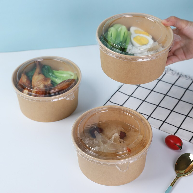 芳草地 3G5481 一次性圆形带盖牛皮纸餐盒 1000ML*50套/箱(单位:箱)高清大图