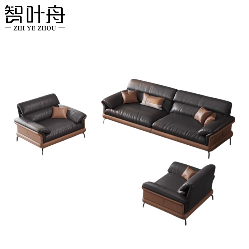 智叶舟商务沙发组合2700*900*840mm(4+1+1)套高清大图
