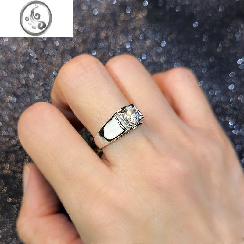 jimi一克拉莫桑钻小众设计个性结婚男款情侣婚戒锆石钻石戒指男仿真