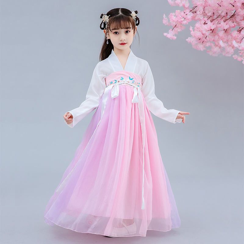 儿童汉服春樱女童古装中国风超仙公主连衣裙春秋宝宝唐装长袖夏装上衣