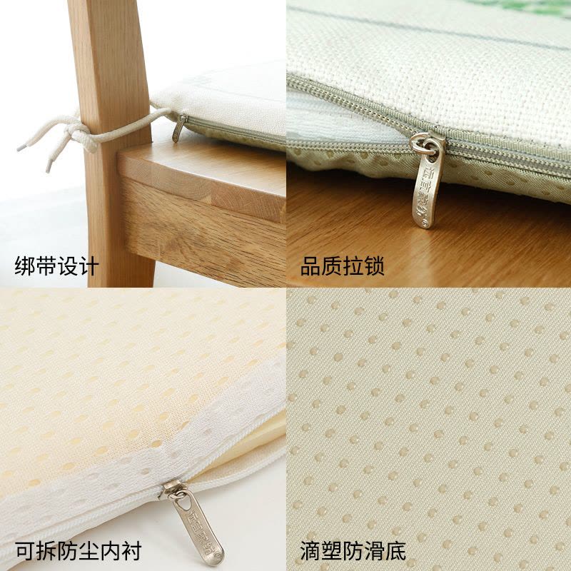家柏饰(CORATED)家用凳子垫子座垫新中式棉麻透气四季椅子坐垫带绑带记忆棉椅垫图片