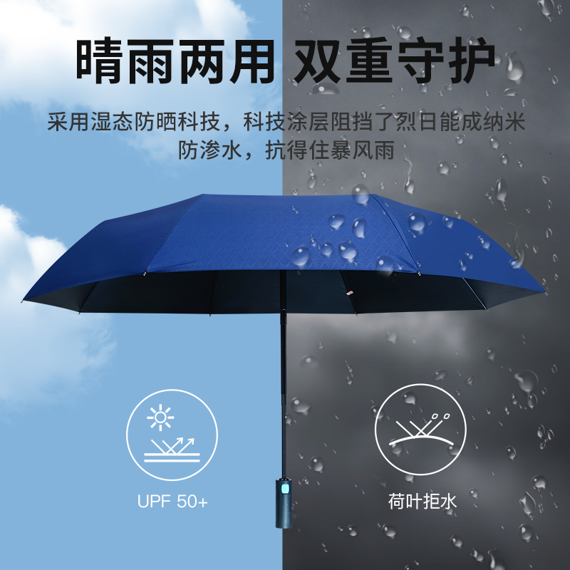 红叶玻纤双骨雨伞超大号雨具全自动伞折叠伞男双人雨伞晴雨两用 24骨以上高清大图