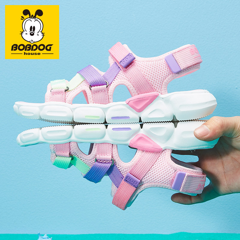 BOBDOG HOUSE巴布豆童鞋儿童凉鞋2019夏季女孩软底时尚男童女童沙滩鞋T9243