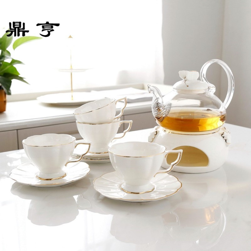 鼎亨日系蝴蝶花茶具套装陶瓷玻璃英式下午茶壶水果花茶壶茶具茶杯