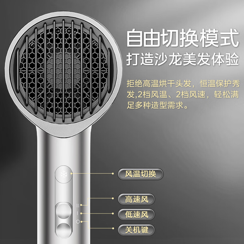 美的电吹风家用便携负离子不伤发大功率恒温速干大风力可用FJ2高清大图