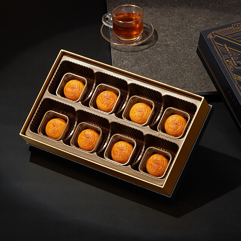 华美月饼黑松露流心奶黄月饼400g盒装中秋金秋送礼糕点心福利