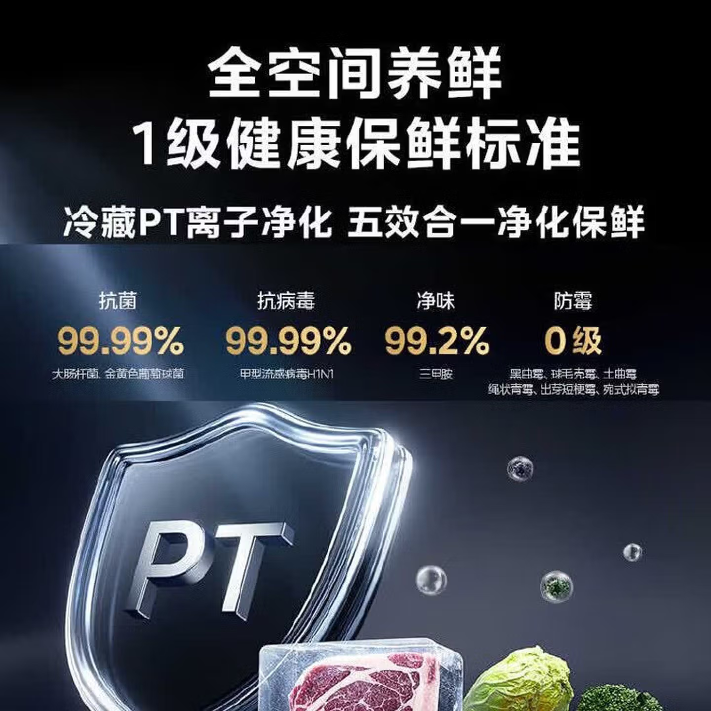 [自营]美的冰箱对开门双变频新国标真一级双开门570升大容量风冷无霜PT净味节能 MR-595WKPE高清大图