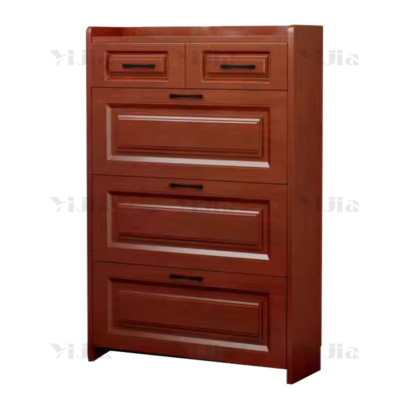 翌嘉 木质翻斗鞋柜入户门口窄边鞋柜双层双抽屉900*240*1200mm