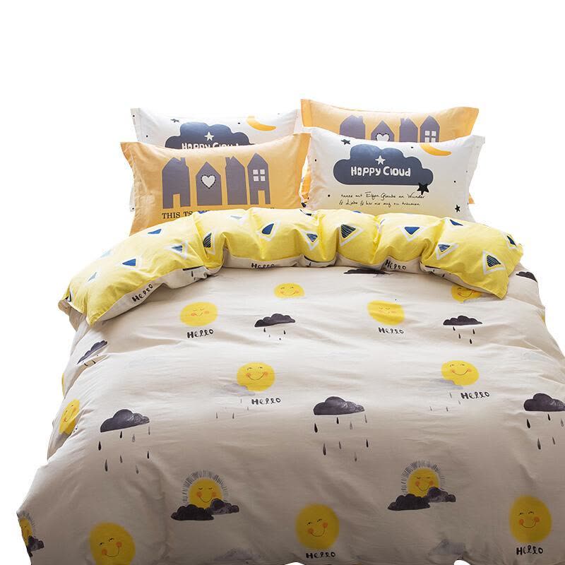 纯棉四件套斜纹印花被套床单1.5米卡通4件套图片