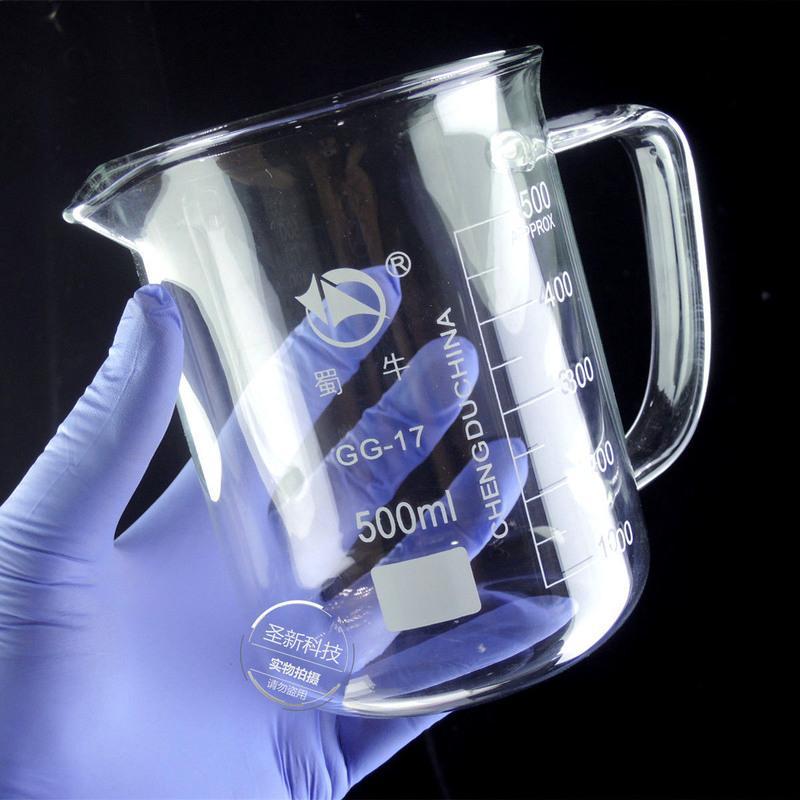 蜀牛烧杯带柄烧杯玻璃手柄烧杯玻璃烧杯实验器材500ml视频