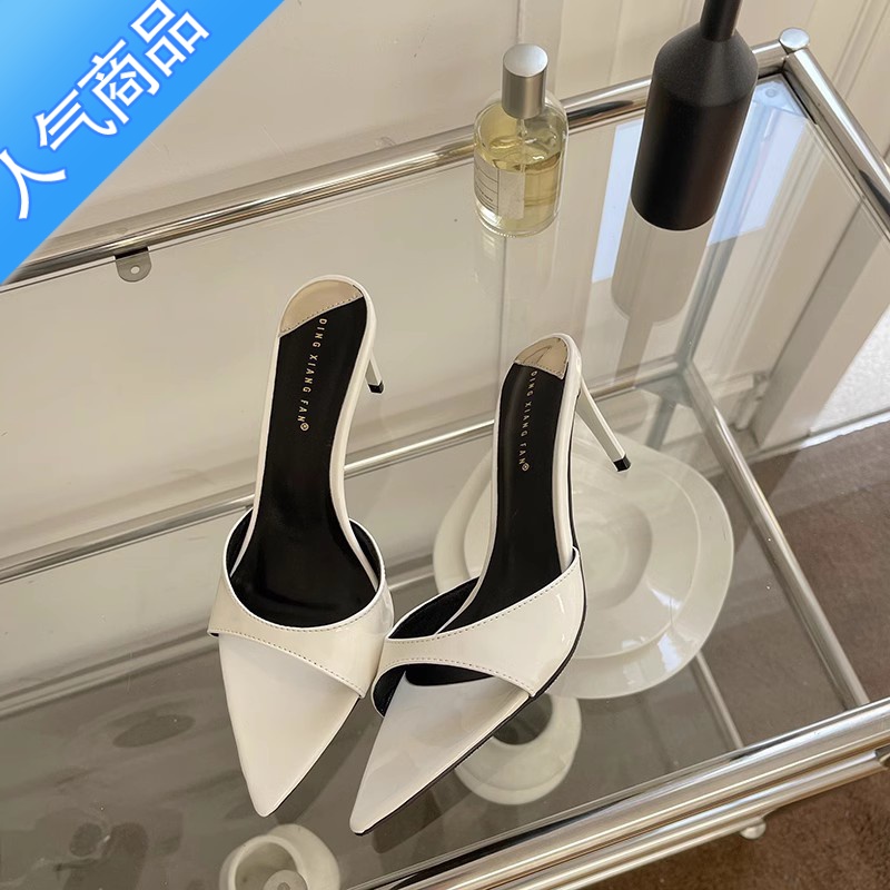 SUNTEK超火ins~显腿长！网红性感尖头高跟鞋女外穿露趾细跟一字带拖凉鞋高清大图