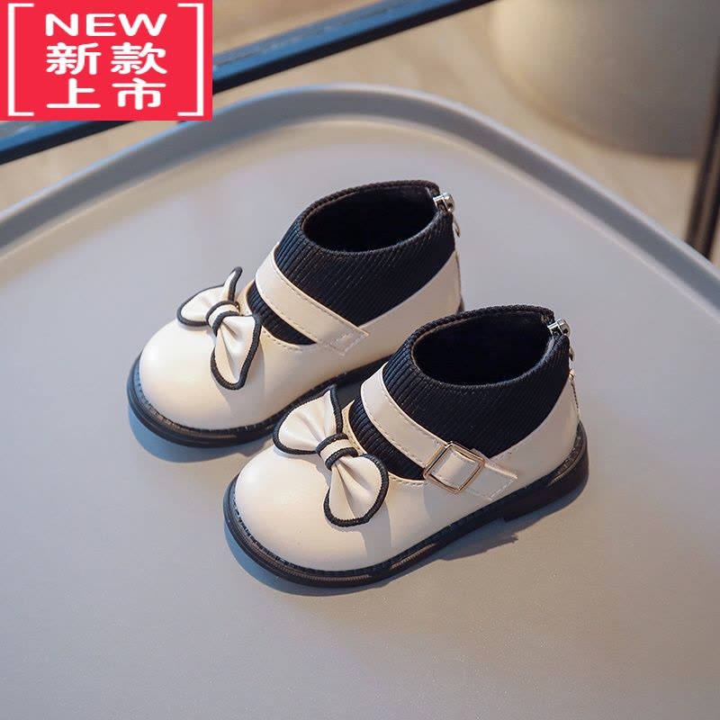 可莉允儿童靴子女2022年冬季新款加绒二棉靴子女童蝴蝶结平底公主短靴潮图片