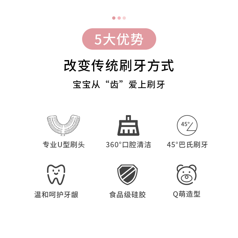 开优米(Kiuimi)儿童牙刷u形卡通宝宝口腔清洁2-12岁硅胶口含式360度刷牙护牙神器粉蓝可选蓝色兔子款单个装