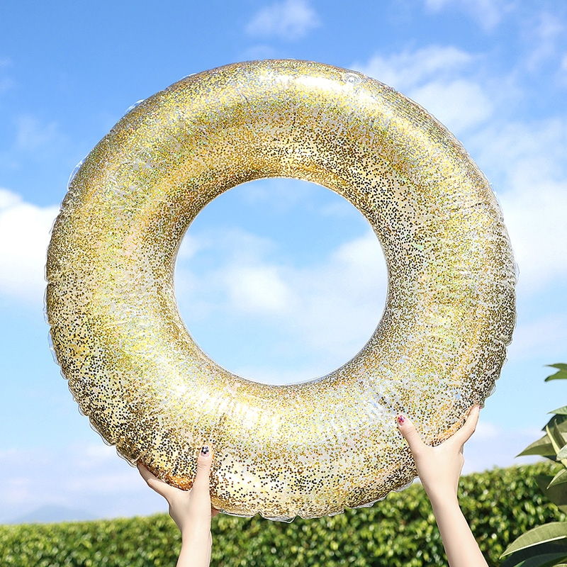 迈高登游泳圈救生圈成人女儿童加厚网红亮片拍照水上充气玩具大人游泳