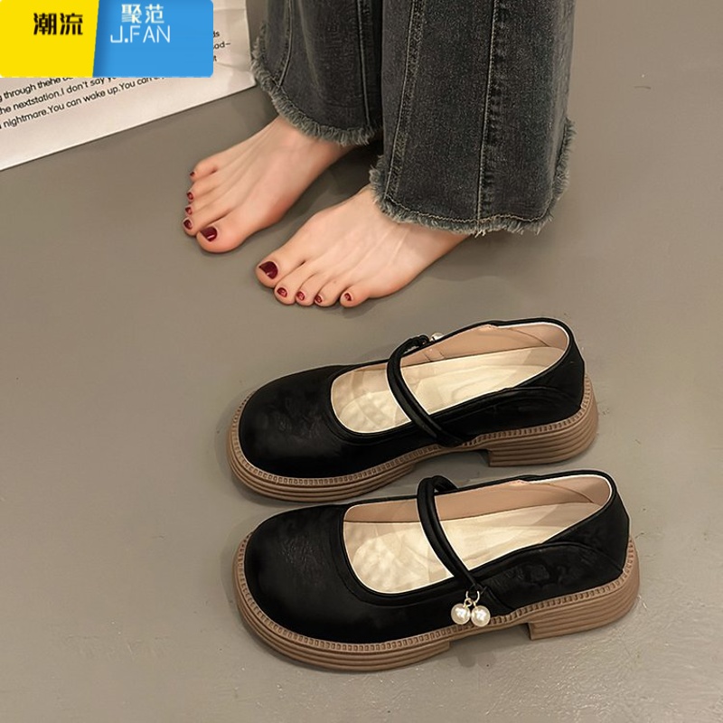 聚范法式温柔气质单鞋女新中式国风女鞋圆头百搭玛丽珍鞋小皮鞋配裙子高清大图