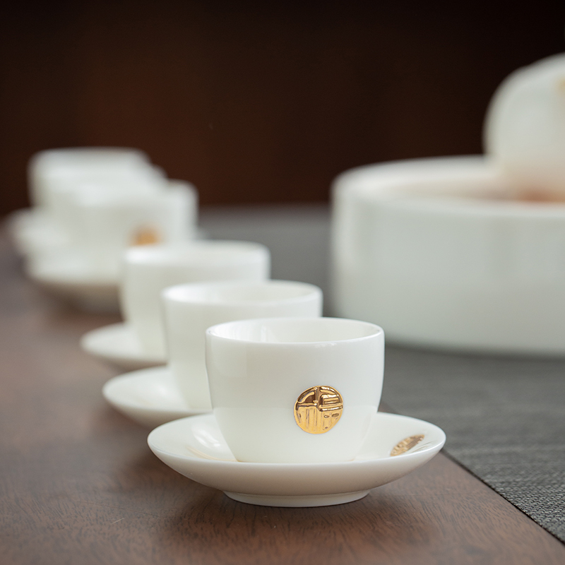 苏氏陶瓷(SUSHI CERAMICS)羊脂玉功夫茶具套装家用白瓷侧把壶17件整套礼盒装