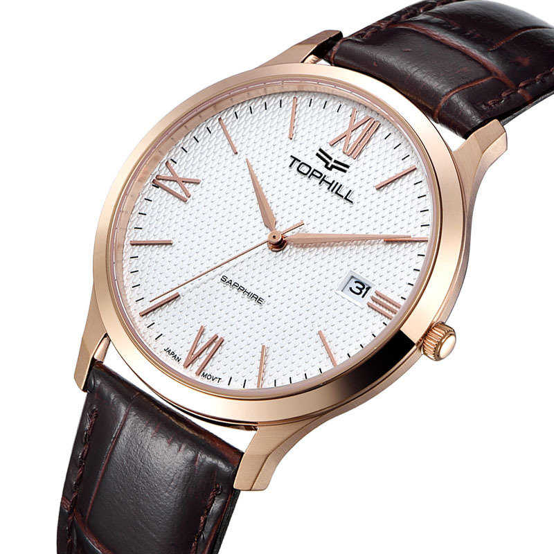 瑞士拓非手表男进口石英机芯tw016g薄款商务简约休闲风男士腕表