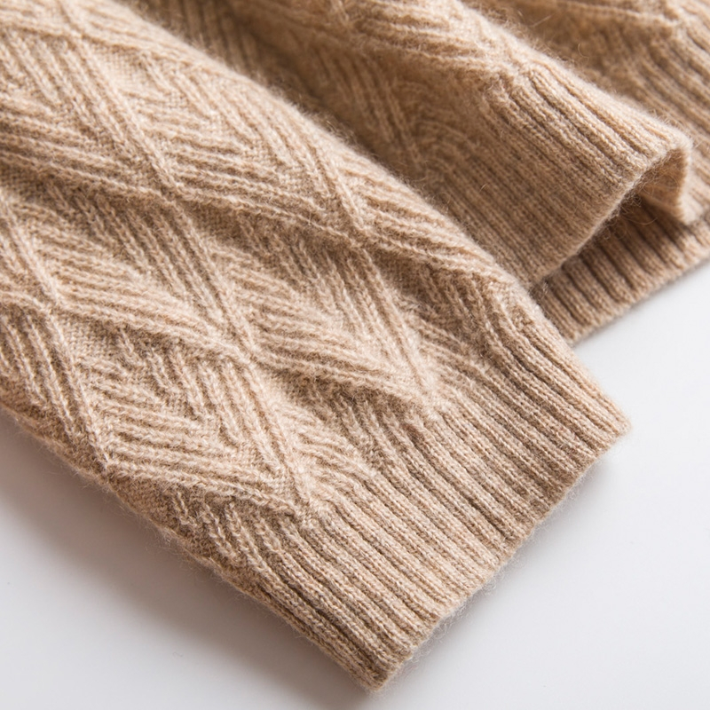 2018新款毛衣菱形扭花羊毛衫针织女秋冬堆堆领套头修身打底衫